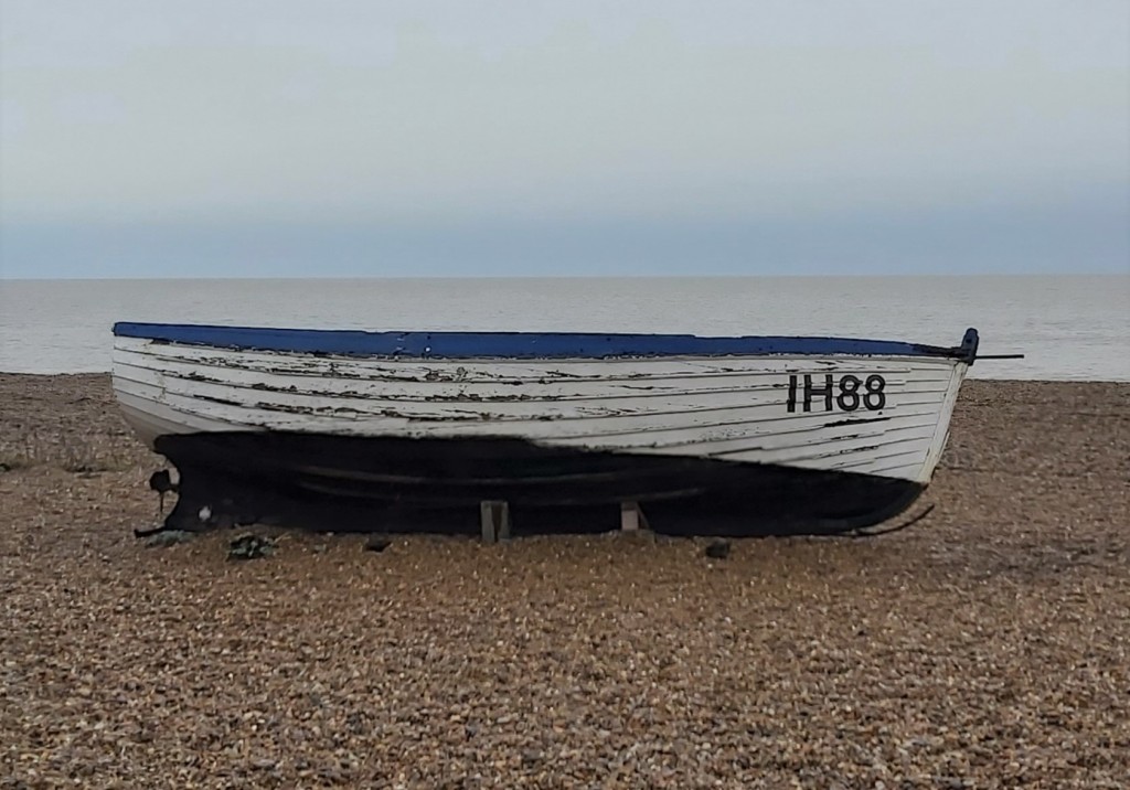 exploring Suffolk a boat on aldeburgh beach